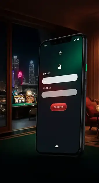 Interface mobile de connexion sécurisée à Unique Casino, affichant les champs d'identifiant et de mot de passe sur un smartphone.